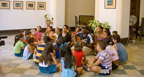 Pchi Ruiz and Lia Llorente at Musicarte, their music school in Trinidad, Cuba