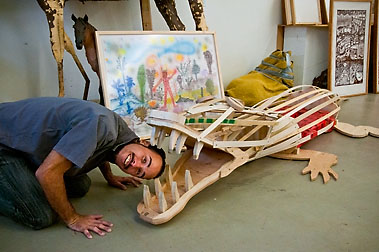 Marcel Hernandez at Joe Fafard's studio